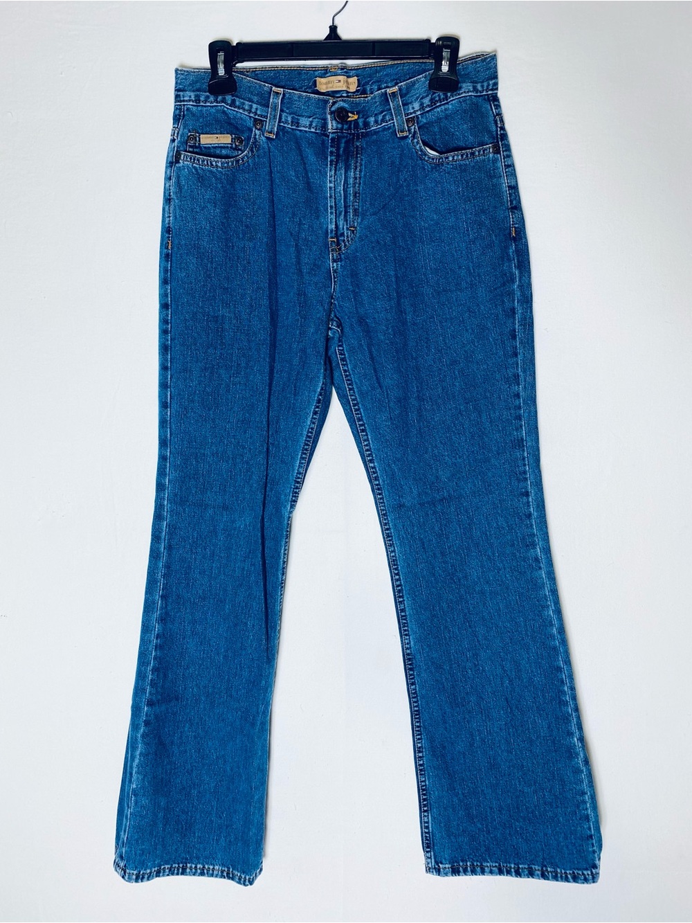 Vintage 90s Tommy Hilfiger Blue Med Wash Hipster Flare Jeans 29 Y2K Retro